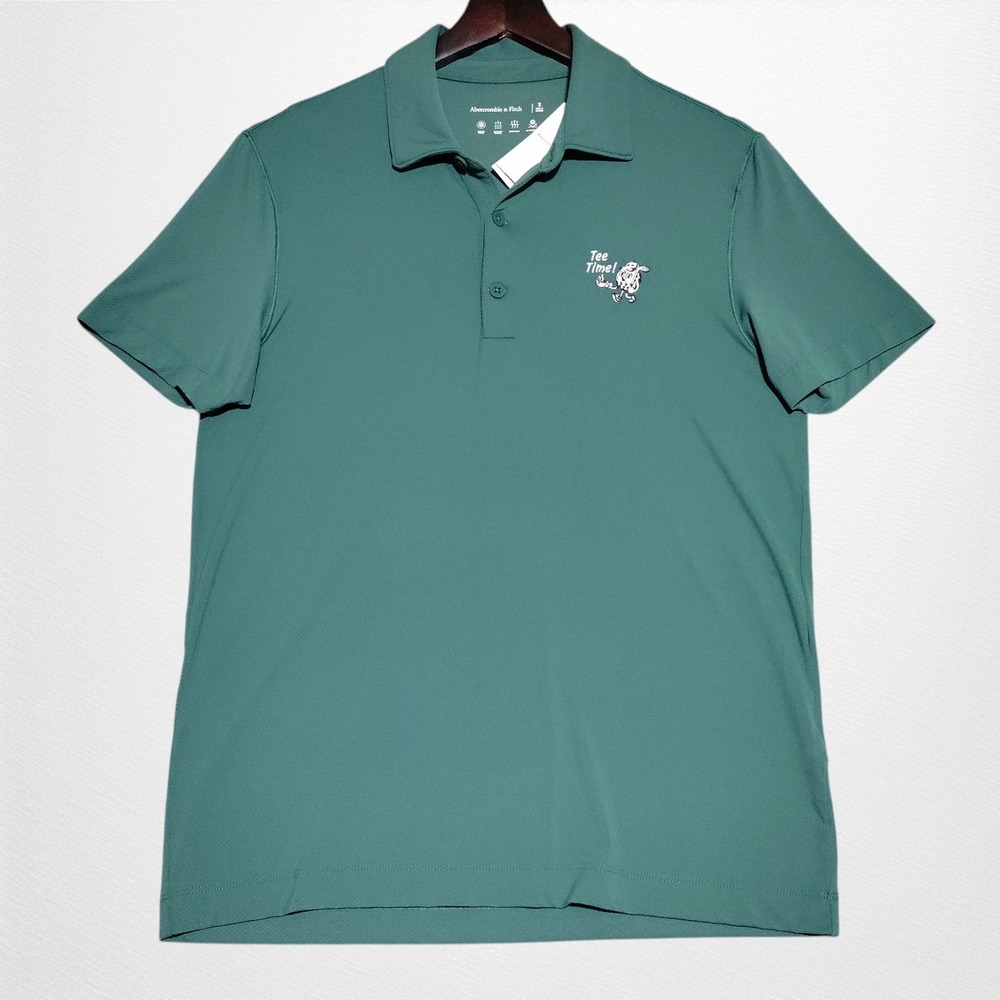Abercrombie & Fitch Performance Polo Shirt Mens Small Green Stretch Wicking NEW